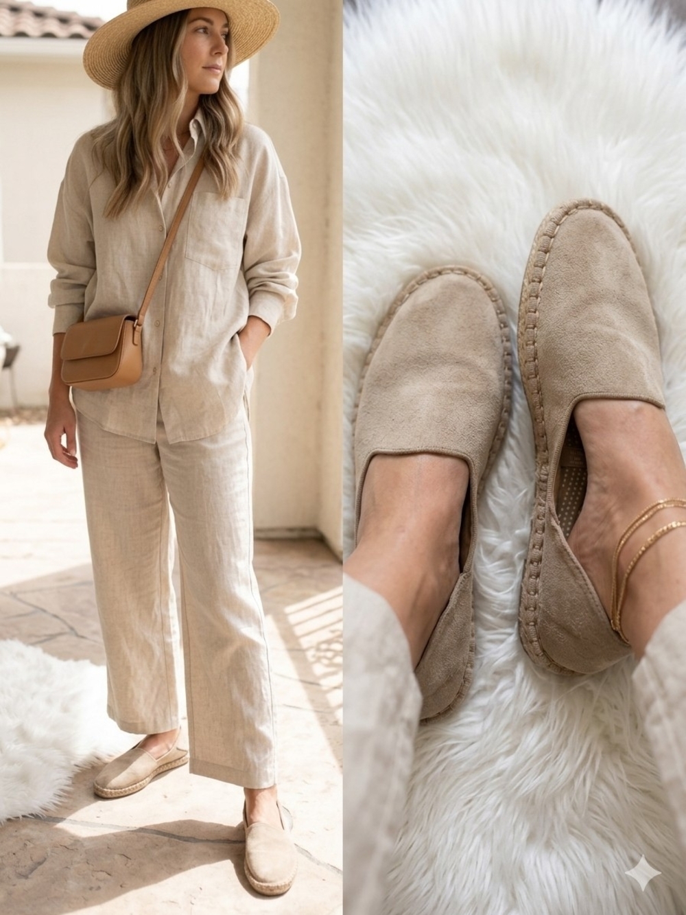 Zara Beige Suede Espadrille Flats